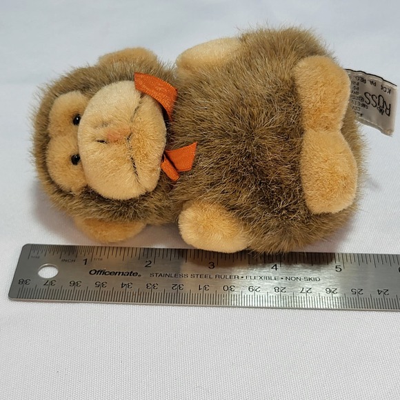 Russ Berrie Mookie Monkey Plush 5" Stuffed Animal Toy Fuzzy Chimp Palm Pet w Bow - Picture 7 of 8